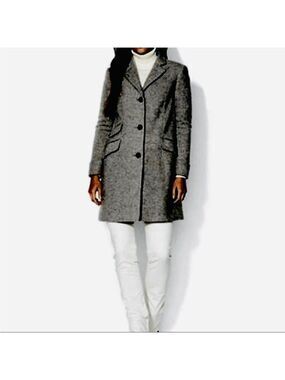 ** 𝅺MASTINA Charcoal Cashmere Blend Wool Flap Pocket Coat Size 36/ XS